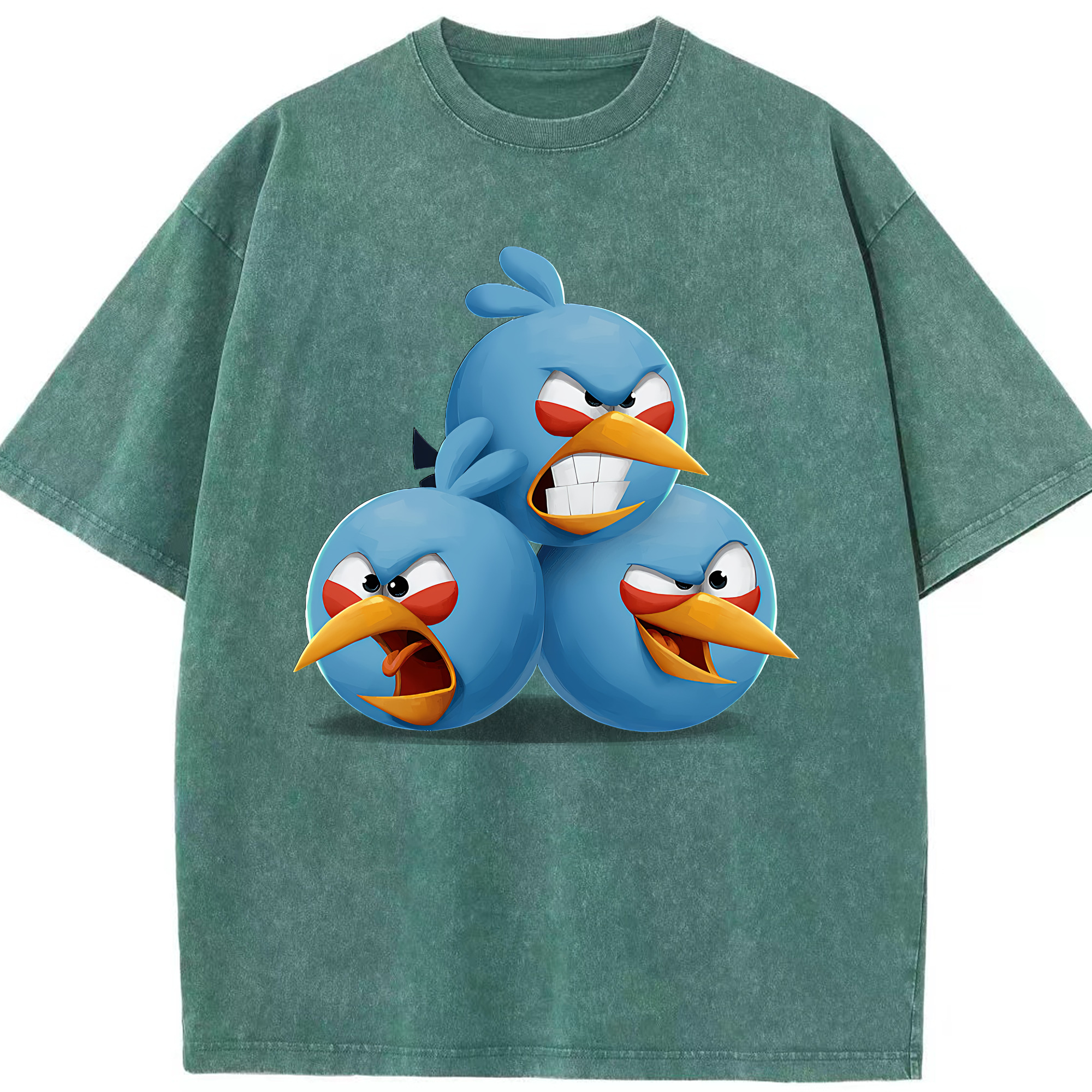 （画像用） Angry Birds アングリーバード 綿100% ヴィンテージ風 半袖Tシャツ（フロントプリント）